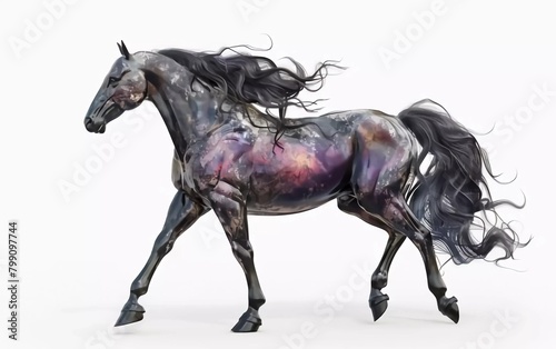 fantasy horse isolated on white very beautiful 3d illustration