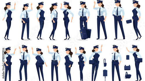 Policewoman constructor set or animation kit. Colle