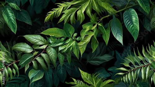 Realistic Detailed 3d Render of Green Tropical Leaves Wallpaper