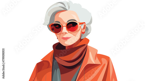 Portrait of aged gray-haired woman wearing stylish