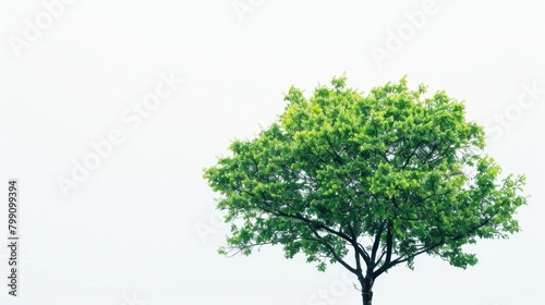 Vibrant Green Tree: Nature's Beauty Against a Serene White Backdrop