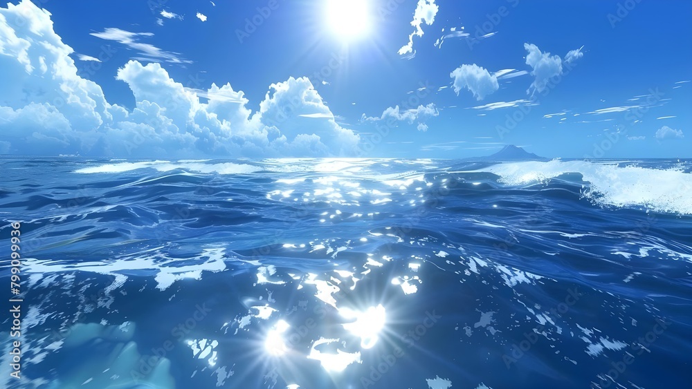A tranquil moment of sunlight filtering through the clear blue ocean, evoking peace. Concept Nature Photography, Ocean Serenity, Sunlight Reflections, Tranquil Moments, Peaceful Landscapes