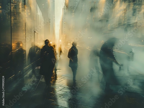 Transit in the City: Long Exposure of Blurred Figures