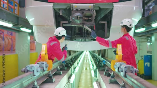 Train Engineers Discussing Maintenance in Depot