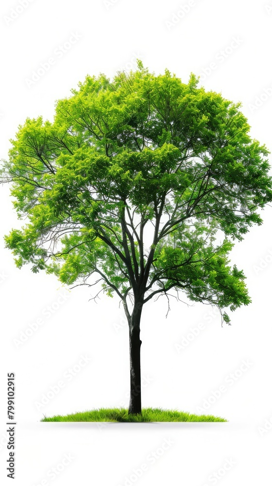 Vibrant Green Tree: Nature's Beauty Against a Serene White Backdrop