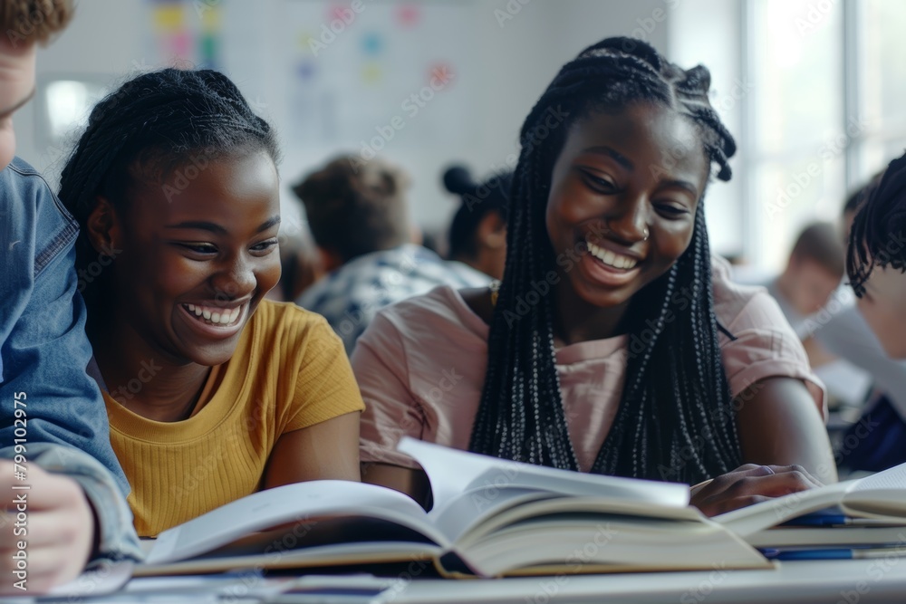 Teamwork or classmates in class for university, college, or school research assignment. Diversity, grin, cheerful buddies, knowledge study, notepad writing Teamwork or classmates in class for university, college, or school research assignment. Diversity, grin, cheerful buddies, knowledge study, notepad writing
