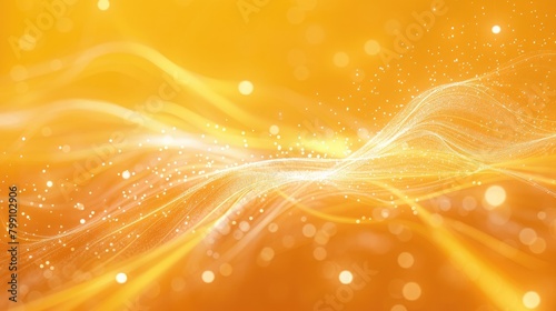 Yellow abstract Glow Background, White Lines, Glowing Particles