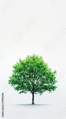 Vibrant Green Tree  Nature s Beauty Against a Serene White Backdrop