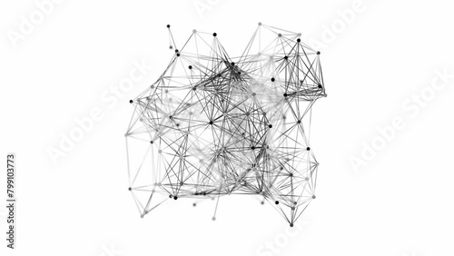 artificial intelligence neural network 3d animation. Can be used to represent deep learning, topology information clusters or generative pre-training transformer network
