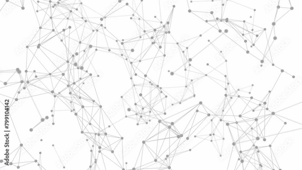 network connection plexus white background 3d animation loop. Can be used to represent connectivity social network, business abstract data net or science lines and dots