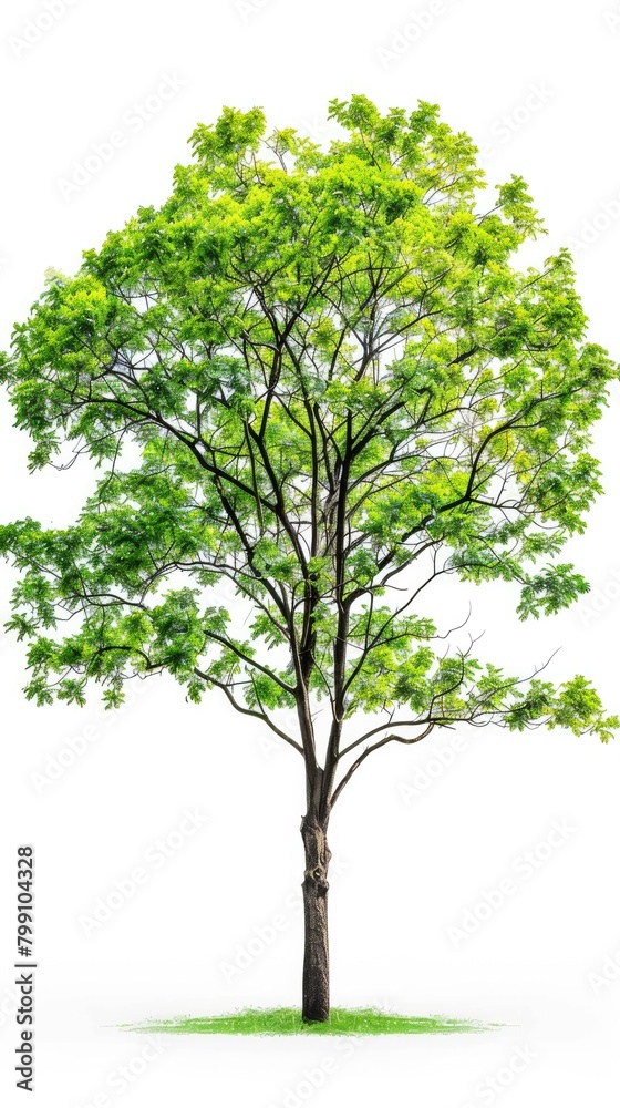 Vibrant Green Tree: Nature's Beauty Against a Serene White Backdrop Vibrant Green Tree: Nature's Beauty Against a Serene White Backdrop