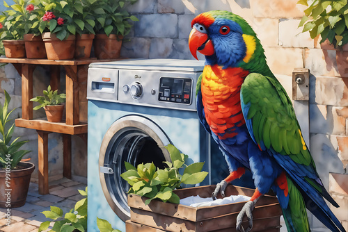 The parrot in the laundry room.
Generative AI photo