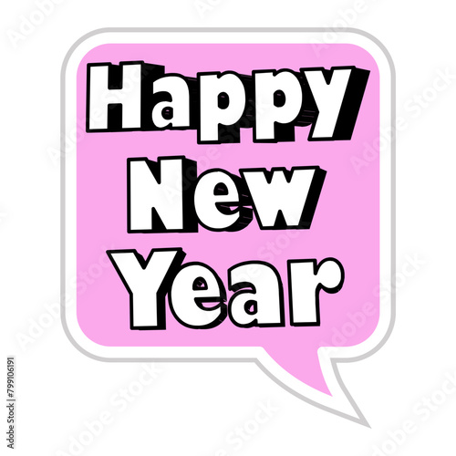 Happy New Year Messages Sticker Design lettering sticker typographic message chat badge