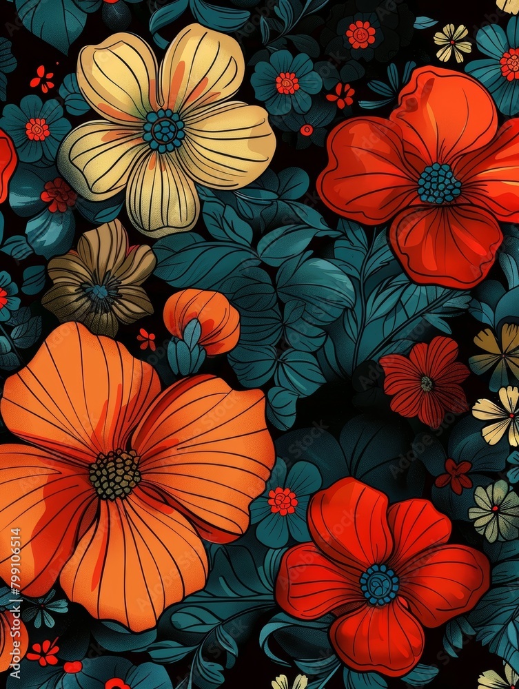 Vibrant Floral Pattern Background Generative AI