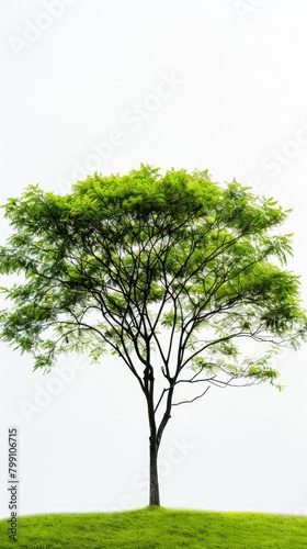 Vibrant Green Tree  Nature s Beauty Against a Serene White Backdrop 