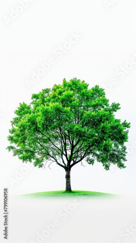 Vibrant Green Tree: Nature's Beauty Against a Serene White Backdrop 