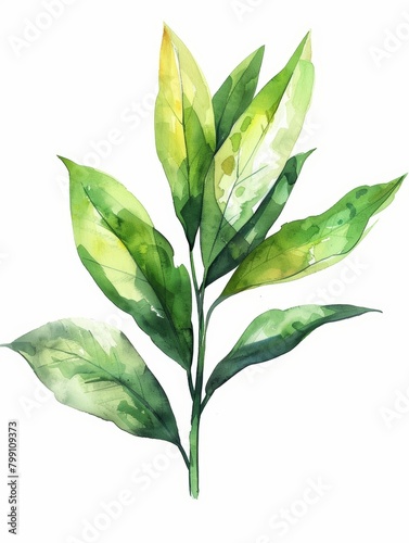 Watercolor Green Plant Illustration Generative AI