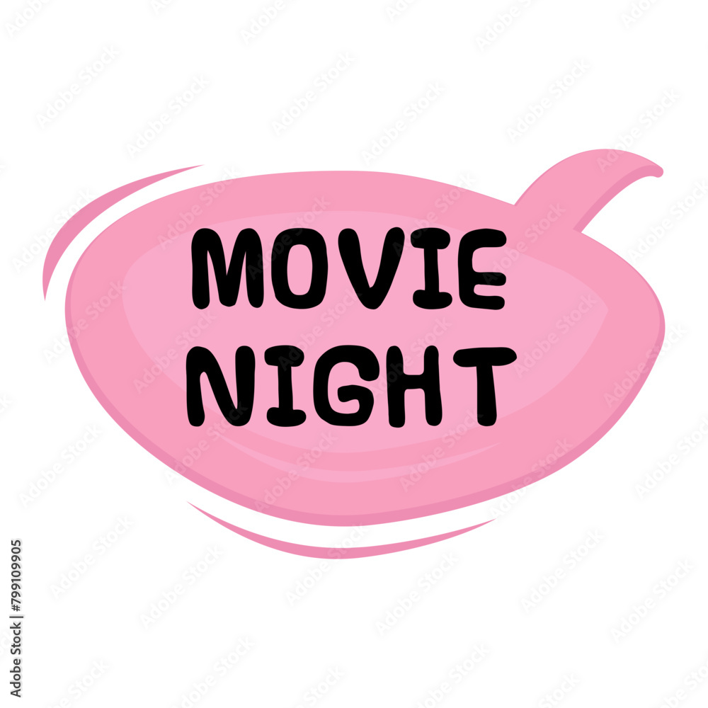 Movie Night Messages Sticker Design lettering sticker typographic message chat badge Movie Night Messages Sticker Design lettering sticker typographic message chat badge