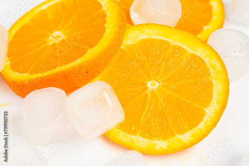 Healthy food  background. Orange and ice