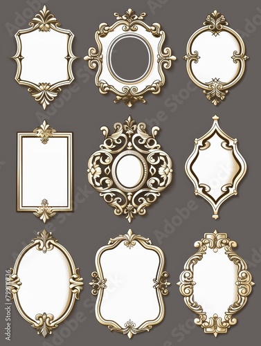 Vintage Ornate Frames for Royal Wedding Insignia Generative AI