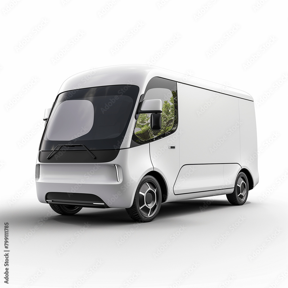 Modern electric delivery van on a white background