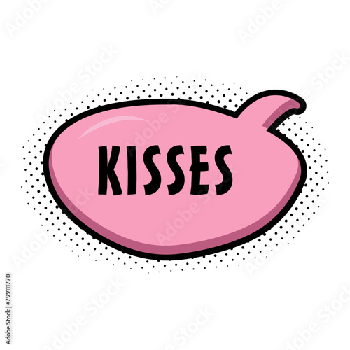 Kisses Messages Sticker Design lettering sticker typographic message chat badge
