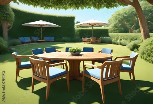 Wallpaper Mural table and chairs in the garden Torontodigital.ca