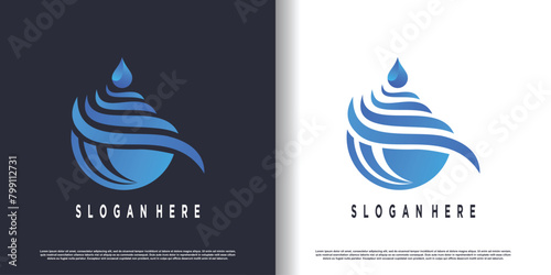 Water logo design with creative abstract concept Premium Vector