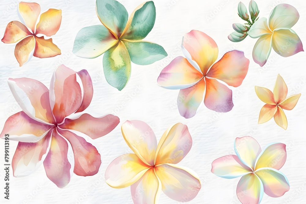 Watercolor frangipani flower clipart collection Watercolor frangipani flower clipart collection