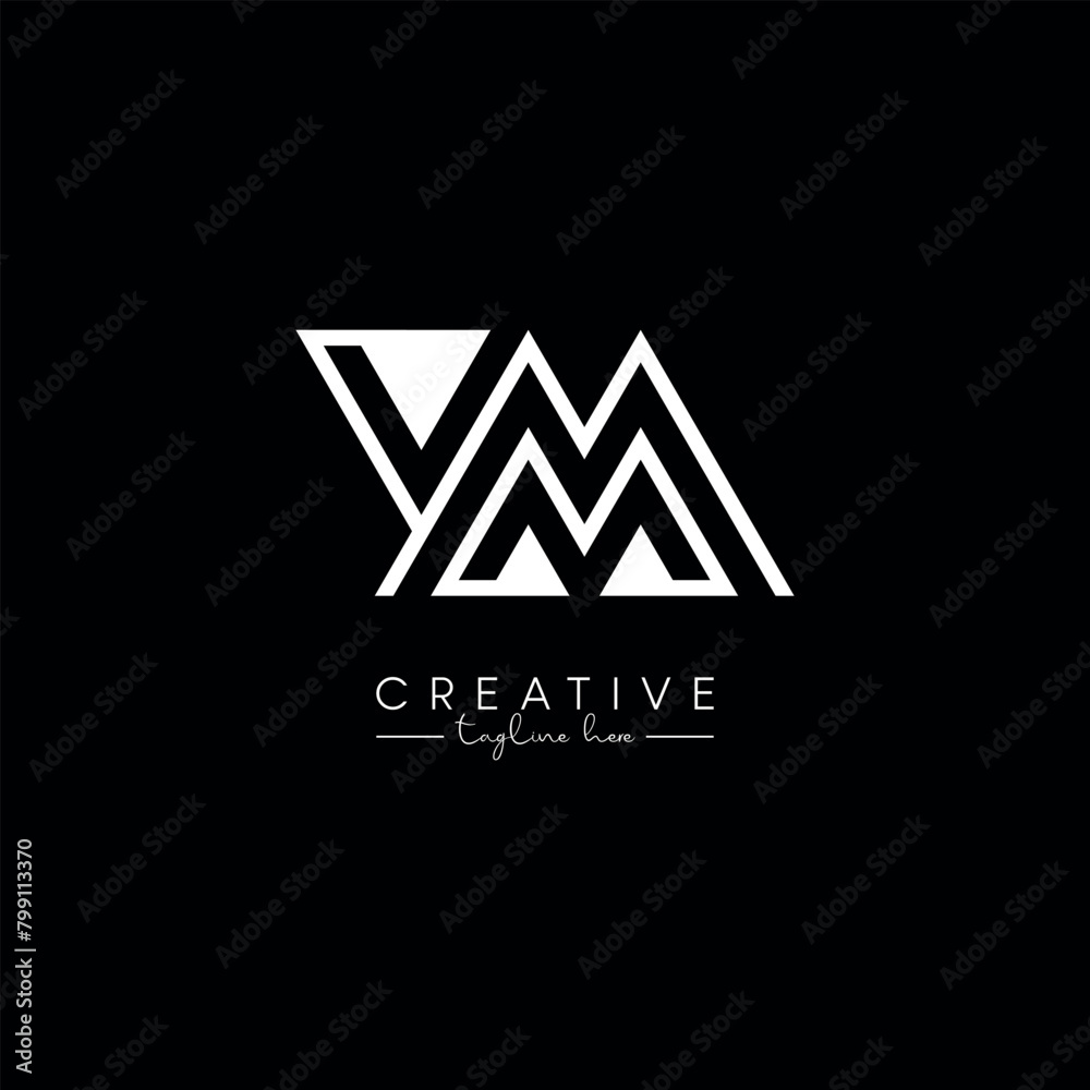 Creative Unique Letter YM MY Initial Based Stylish Line Logo Design. Creative Unique Letter YM MY Initial Based Stylish Line Logo Design.