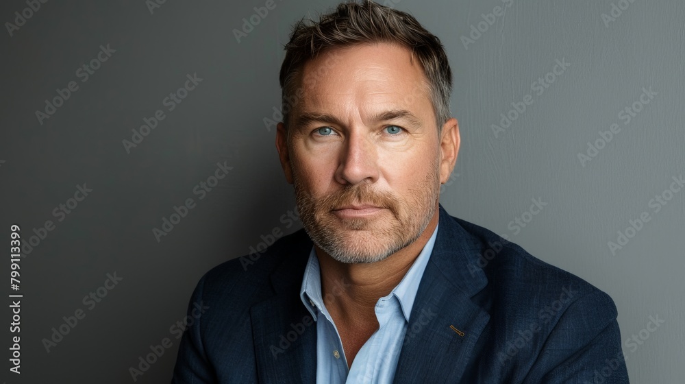 Man in Suit and Blue Shirt Posing for Picture Man in Suit and Blue Shirt Posing for Picture