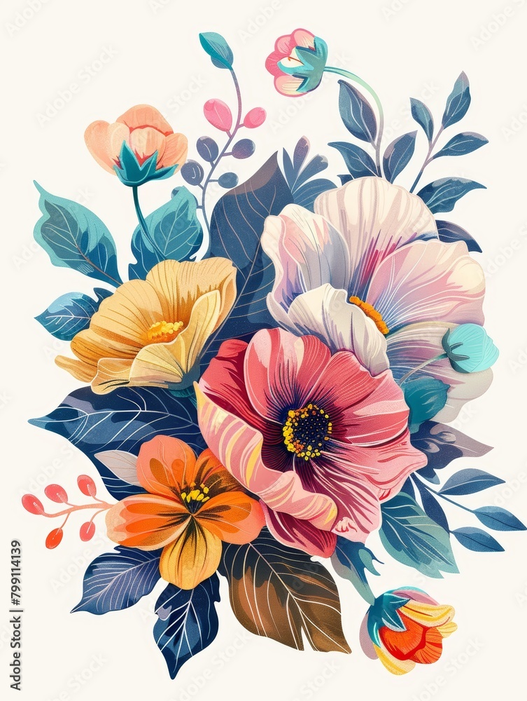 Vibrant Floral Bouquet for Card Designs Generative AI