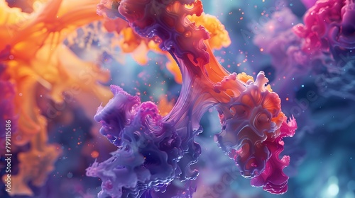 Vibrant abstract art of colorful liquid formations evoking tranquility