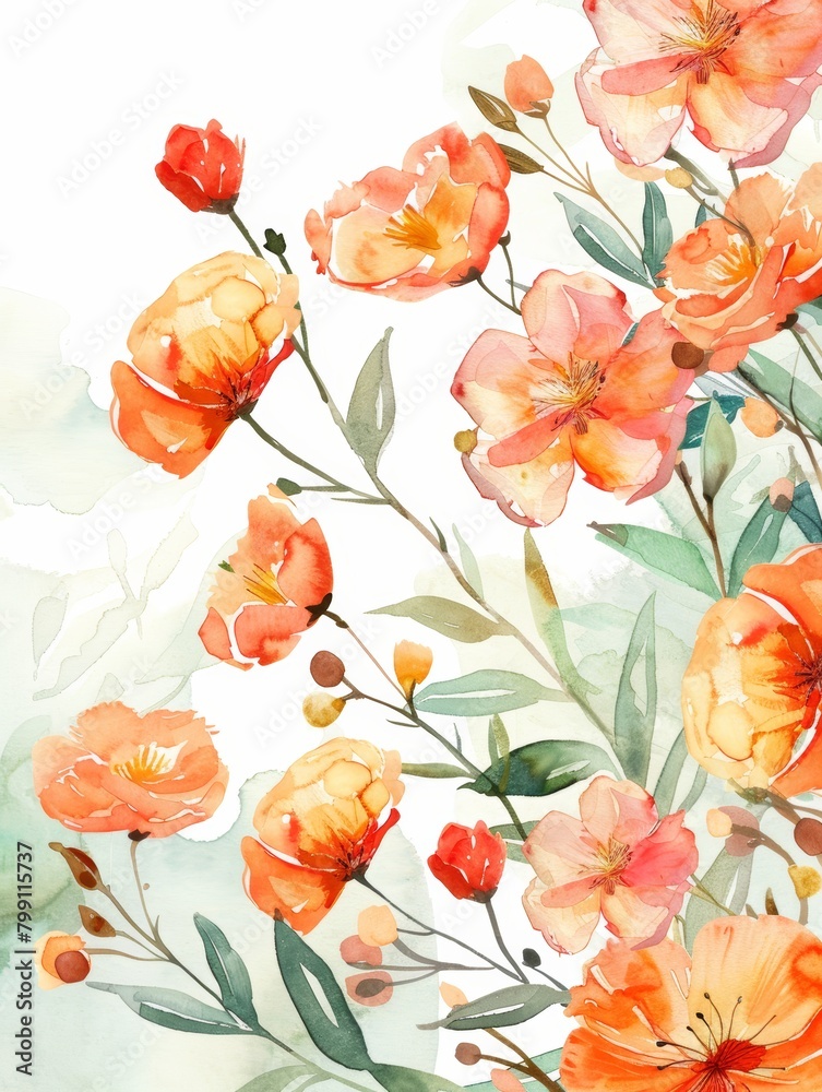Watercolor Floral Invitation Card Template Generative AI