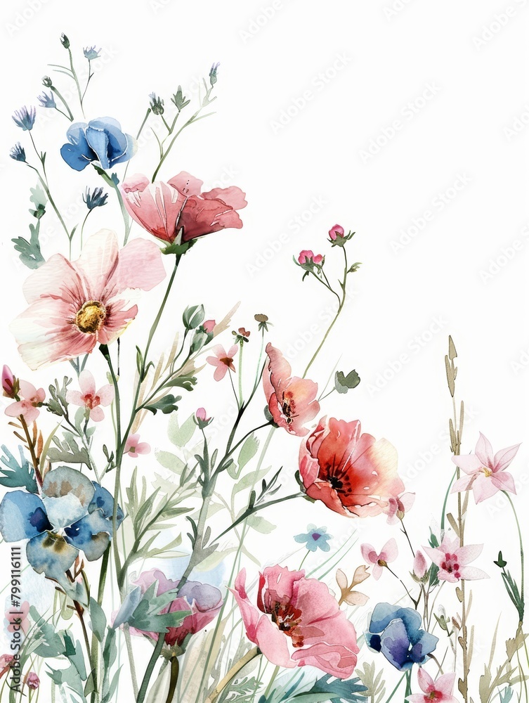 Watercolor Floral Frame Illustrations Generative AI