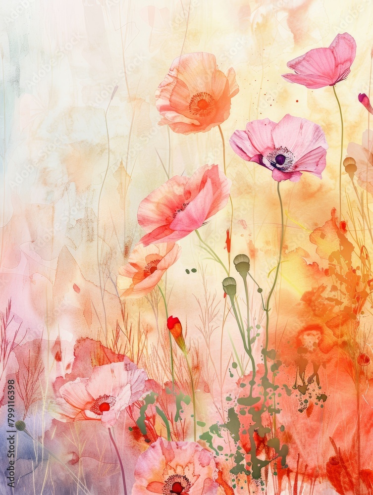 Vibrant Spring Floral Background with Copy Space Generative AI