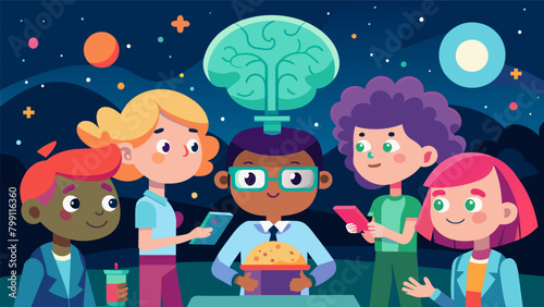 An animated show following a group of neurodivergent friends who use their unique abilities and perspectives to solve mysteries and go on adventures.. Vector illustration