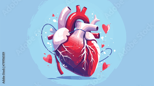 Real heart realistic internal human organ with bloo photo