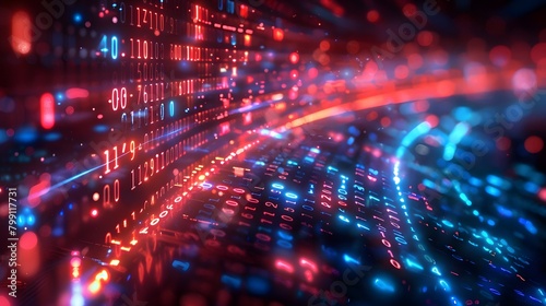 Wallpaper Mural A computer screen with a red and blue background with a bunch of numbers Torontodigital.ca