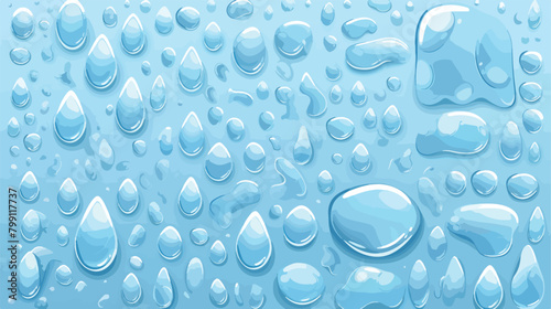 Realistic water drops. Horizontal mock up on transp