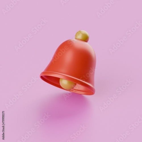 red and gold bell, on pink background (ID: 799118371)