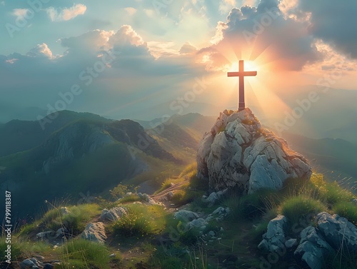 Heavenly Glow Over Mountain Cross photo
