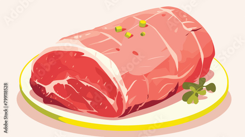 Fototapeta Naklejka Na Ścianę i Meble -  Red meat with bone. Fresh raw pork piece cut choppe