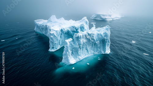 A large ice block floating in the ocean photo