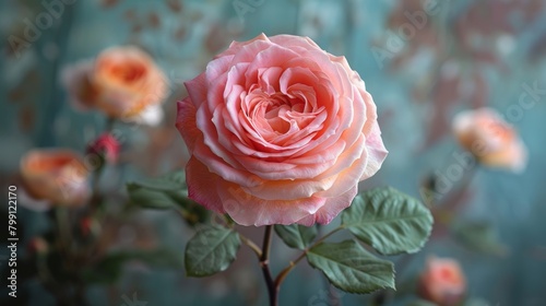 Rare Juliet Rose in Pink and Orange Bloom Generative AI