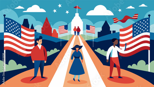 Journey through the pages of American history with this immersive exhibition featuring flags that have borne witness to the countrys triumphs and. Vector illustration