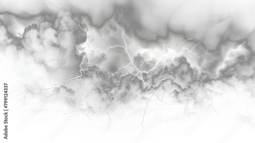 Black storm clouds with lightnings and smoke isolated on transparent ...