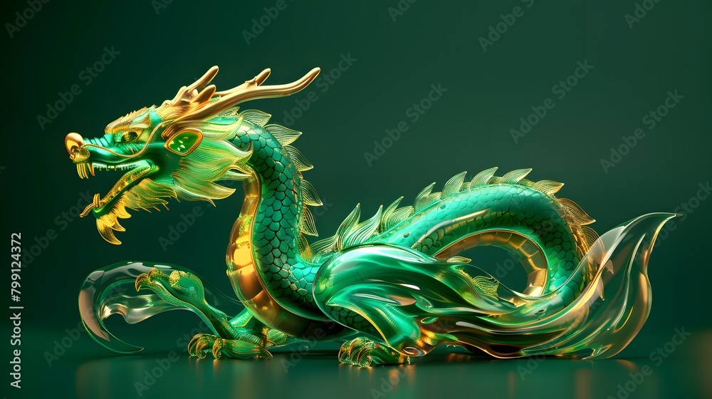 Emerald Gold Chinese Dragon. Chinese new year 2024 year of the green Wood dragon , Chinese zodiac symbol, Lunar new year concept. The symbol of the year 2024 dragon Emerald Gold Chinese Dragon. Chinese new year 2024 year of the green Wood dragon , Chinese zodiac symbol, Lunar new year concept. The symbol of the year 2024 dragon