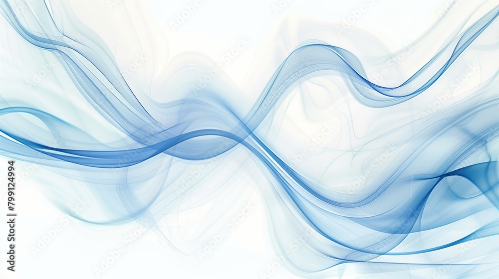 Abstract white background with blue flowing lines of smoke. Abstract white background with blue flowing lines of smoke.