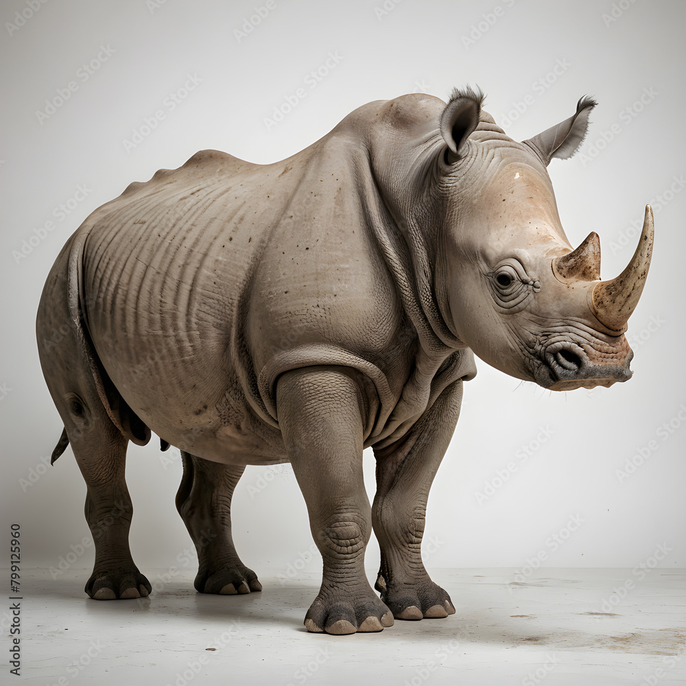 Fototapeta premium white rhino isolated on white